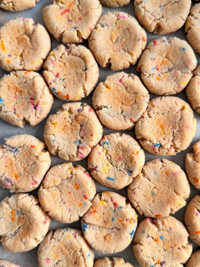 Batch of freshly baked Birthday Cake cookies