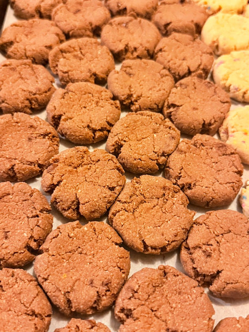 Batch of freshly baked Double Chocolate cookies