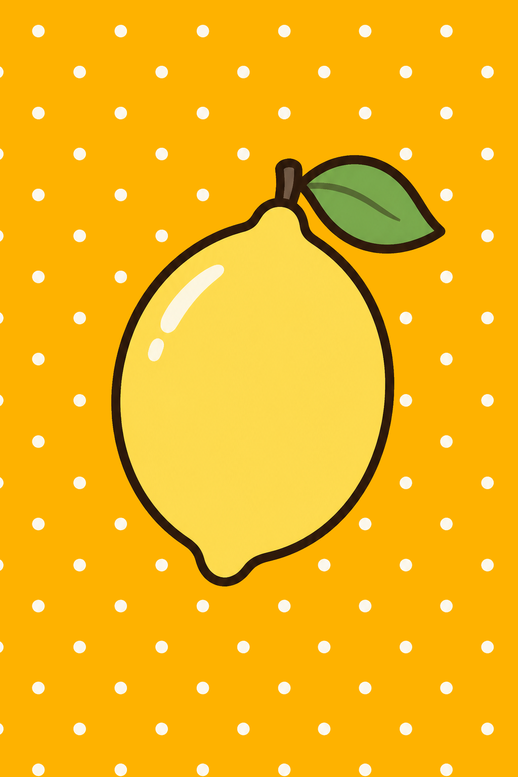 Lemon Love — illustration of a lemon with a green leaf